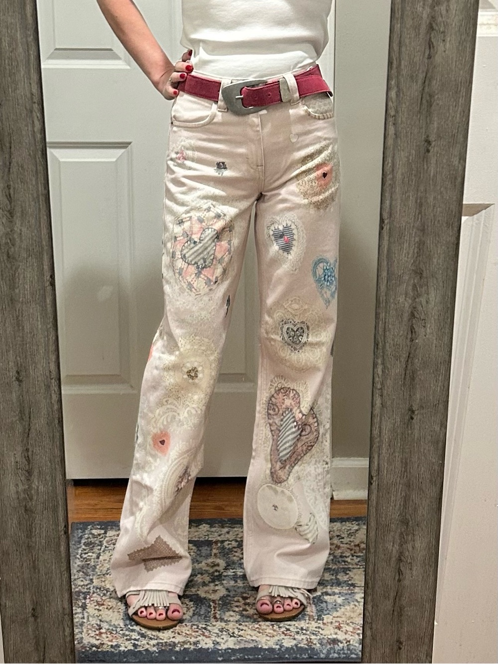 NWT We The Free Tinsley Printed Jeans in Illusions Heirloom Ivory - Picture 3 of 16